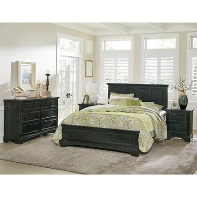 image of Farmhouse Basics 4-piece Queen Bedroom Set - rustic black - Queen - 4 Piece with sku:db0tpfum8rrfwfkyc8umtgstd8mu7mbs-overstock