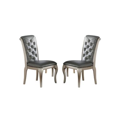 image of Dining Chairs With Button Tufted Back, Antique Silver(Set of 2) - Set of 2 - Dining Height with sku:ohpf0jhpcga5gdx_xp0riwstd8mu7mbs-overstock