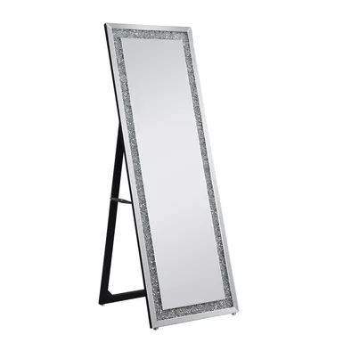 image of ACME Noralie Floor Mirror, Mirrored & Faux Diamonds with sku:97156-acmefurniture
