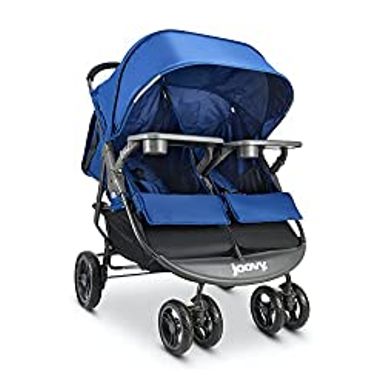 image of Joovy Scooter X2 Side-by-Side Double Stroller Featuring Dual Snack Trays, One-Handed Fold, Multi-Position Reclining Seats, Adjustable Leg Rests, and in-Seat Storage (Blueberry) with sku:b09zkdft6r-amazon
