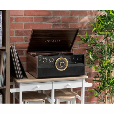 image of Victrola - Empire Bluetooth 6-in-1 Record Player - Gold/Brown/Black with sku:bb21190771-bestbuy