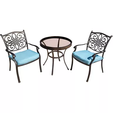 image of Traditions 3pc: 2 Dining Chairs, 30" Round Glass Top Table with sku:traddn3pcg-blu-almo