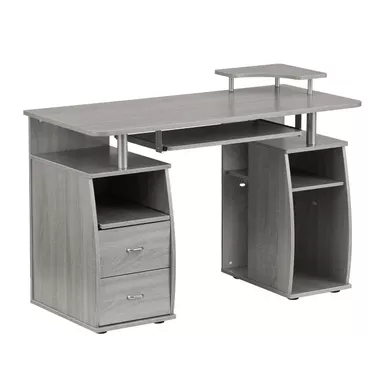image of Complete Computer Workstation Desk with Storage, Grey with sku:rta-8211-gry-rtaproducts