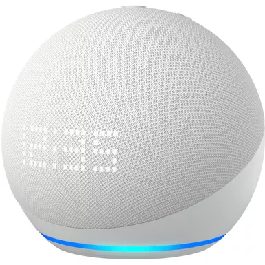 image of Amazon - Echo Dot with Clock (5th Gen, 2022 Release) Smart Speaker with Alexa - Glacier White with sku:b09b8vn8yq-streamline