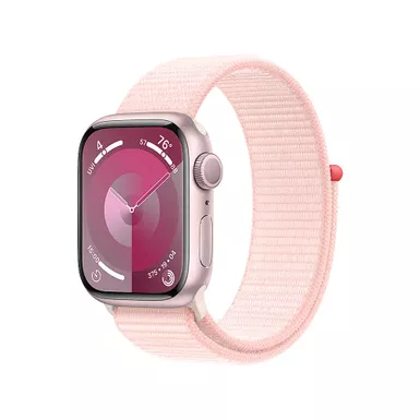 image of Apple Watch Series 9 GPS 45mm Pink Aluminum Case with Light Pink Sport Loop with sku:mr9j3ll/a-streamline