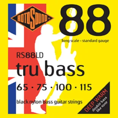 image of Rotosound RS88LD Trubass Black Nylon Flatwound Bass Strings with sku:rot-rs88ld-guitarfactory