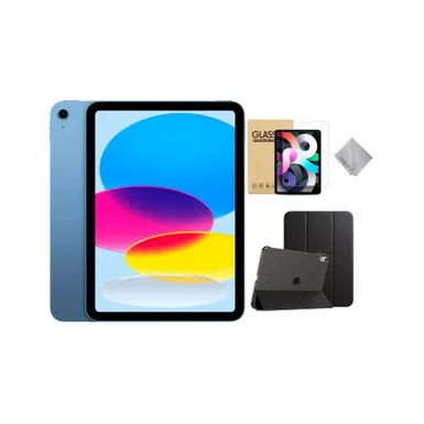 image of Apple 10th Gen 10.9-Inch iPad (Latest Model) with Wi-Fi - 256GB - Blue With Black Case Bundle with sku:mpq93blk-streamline