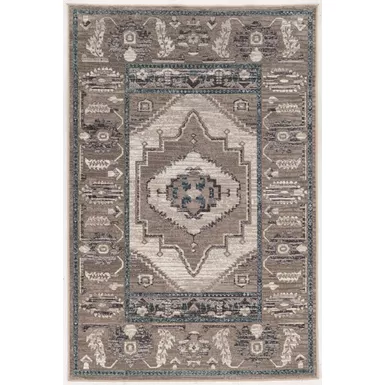 image of Vernell Gray And Blue 8X10 Area Rug with sku:lfxsr2404-linon