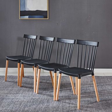 image of Chair, Set of 4,Dining Chair,White Chair Set - Black with sku:6i6he7acchavdhk4wnlcbastd8mu7mbs--ovr