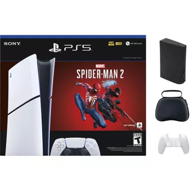 image of PlayStation 5 Slim Console Digital Edition - Marvel's Spider-Man 2 Bundle (Full Game Download Included) With Accessories Bundle with sku:1000039790b-streamline