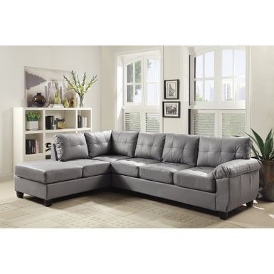 image of Gallant Faux Leather Sectional Sofa - Grey with sku:makiyf8399xzhubj_uxnuwstd8mu7mbs-overstock