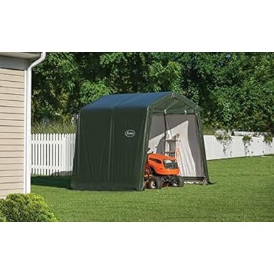image of Scotts 8' x 8' x 8' All Season Outdoor Storage Shed with Waterproof Cover, Green with sku:b0bztbtngt-amazon