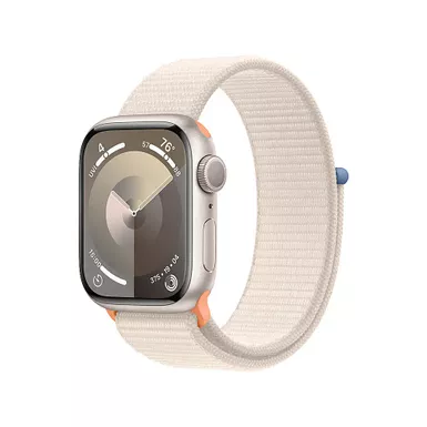 image of Apple Watch Series 9 (GPS) 45mm Starlight Aluminum Case with Starlight Sport Loop with Blood Oxygen - Starlight with sku:mr983ll/a-streamline