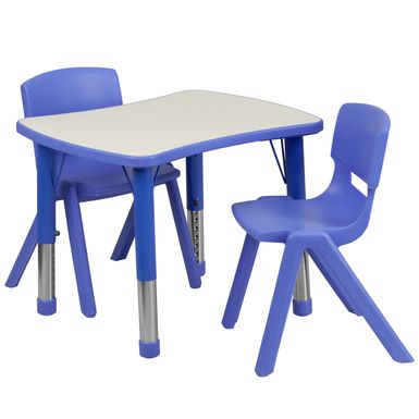 image of 21.875"W x 26.625"L Rectangle Plastic Activity Table Set with 2 Chairs - Blue with sku:w-g1i232yz67ikowuzs8tgstd8mu7mbs-overstock