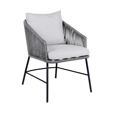 image of Calica Outdoor Patio Dining Chair in Black Metal and Grey Rope with sku:840254332294-armen