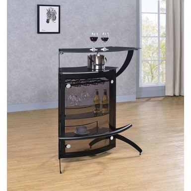 image of 3-Bottle Wine Rack Bar Unit Smoked and Black with sku:182135-coaster
