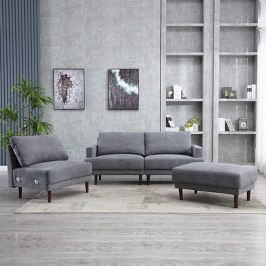 image of Sectional Couch Sofa with Ottoman Convertible Modular Couch Set - Grey with sku:ff_dl8rqep2woejfzpj3jwstd8mu7mbs-overstock