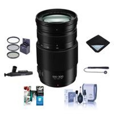 image of Panasonic Lumix G Vario 100-300mm f/4.0-5.6 II Power O.I.S. Zoom Lens for Micro Four Thirds - Bundle With 67mm Filter Kit, Lens Wrap, Cleaning Kit, Capleash II,  Lens Cleaner, Software Package with sku:ipc100300na-adorama
