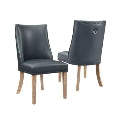 image of Adamle Dining Chair Navy Faux Leather with sku:pfxs1772-linon