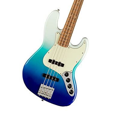 image of Fender Player Plus Jazz Bass Guitar, Belair Blue with sku:fen-0147373330-guitarfactory