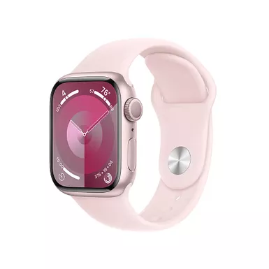 image of Apple Watch Series 9 GPS 41mm Pink Aluminum Case with Light Pink Sport Band - M/L with sku:mr943ll/a-streamline