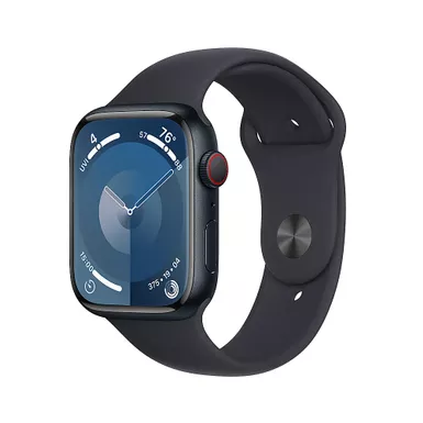 image of Apple Watch Series 9 (GPS + Cellular) 45mm Midnight Aluminum Case with Midnight Sport Band with Blood Oxygen - S/M - Midnight with sku:bb22091365-bestbuy