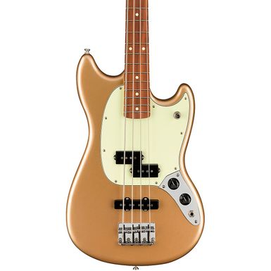 image of Fender Player Mustang PJ Bass with Pau Ferro Fingerboard Firemist Gold with sku:fen-0144053553-guitarfactory