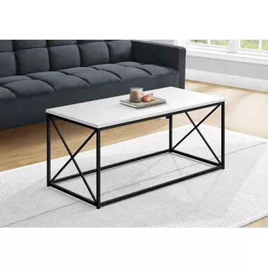 image of Coffee Table/ Accent/ Cocktail/ Rectangular/ Living Room/ 40"L/ Metal/ Laminate/ White/ Black/ Contemporary/ Modern with sku:i-3780-monarch