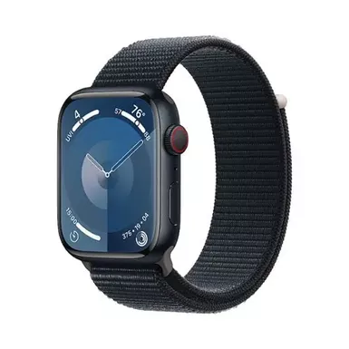 image of Apple Watch Series 9 (GPS + Cellular) 45mm Midnight Aluminum Case with Midnight Sport Loop - Midnight with sku:bb22092172-bestbuy