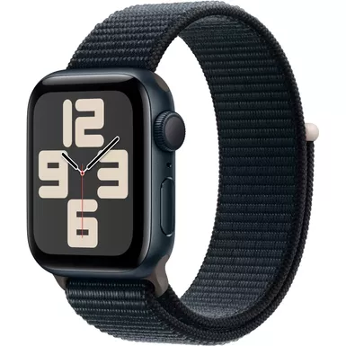 image of Apple Watch SE GPS 44mm Midnight Aluminum Case with Midnight Sport Loop with sku:bb21207281-bestbuy