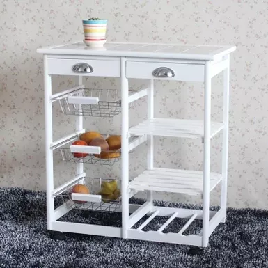 image of Carson Carrington Dalur Rolling Wooden Trolley Kitchen Cart w/drawers - White with sku:-bjqzbsmunoc_ux0shzl3wstd8mu7mbs-overstock