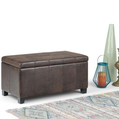 image of WYNDENHALL Lancaster 36 inch Wide Contemporary Rectangle Storage Ottoman - Distressed Brown with sku:ai3aoav_0mbvjhhlpktkqwstd8mu7mbs-overstock