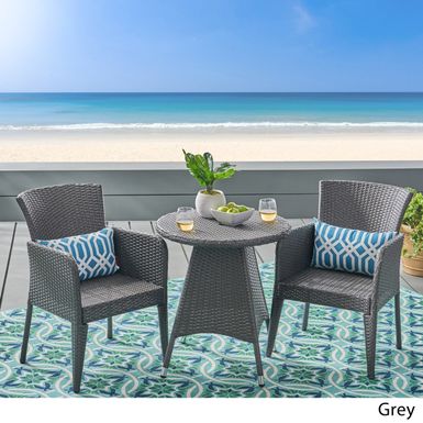 image of Brayden Outdoor 3-piece Wicker Bistro Set by Christopher Knight Home - N/A - Grey with sku:sojucsjbvg6xjrvuk8bcggstd8mu7mbs-overstock