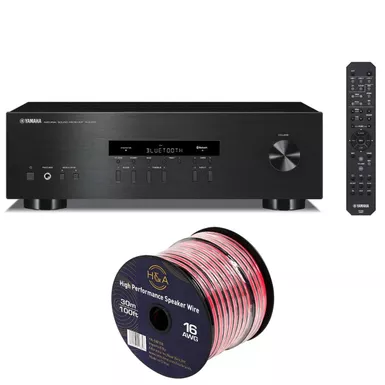 image of Yamaha R-S202 Stereo Receiver with Bluetooth + H&A 16 AWG Speaker Wire Cable (100' Spool) with sku:yars202blk1-adorama