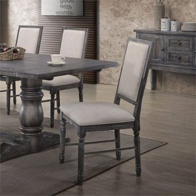 image of ACME Leventis Side Chair (Set-2), Cream Linen & Weathered Gray with sku:66182-acmefurniture