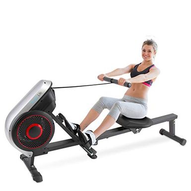 image of SereneLife Digital Folding Rowing Machines Magnetic - 8 Level Magnetic Resistance Rowing Machine Exercise - Foldable Travel Portable Rower Fitness Trainer Rowing Machine with LCD Monitor SLRWMC18 with sku:b07ycfn7c8-amazon