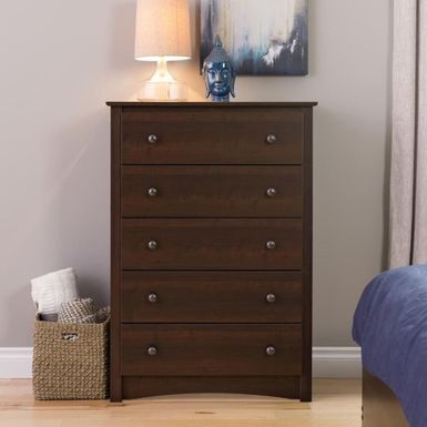 image of Prepac Sonoma 5 Drawer Chest of Drawers, Tall Dresser for Bedroom, Lingerie Chest, Traditional Furniture - 5-drawer - Brown with sku:utih_bobwai3upureakcta-overstock