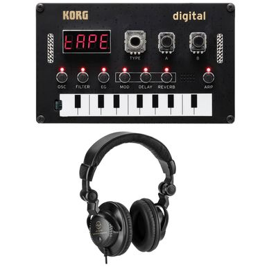 image of Korg Nu:Tekt NTS-1 Digital DIY Programmable Synthesizer - With H&A Closed-Back Studio Monitor Headphones with sku:konts1a-adorama