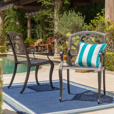 image of Austin Outdoor Cast Aluminum Dining Chair (Set of 2) by Christopher Knight Home - Set of 2 - Copper with sku:ifnvvun2jr2swxue9xfknastd8mu7mbs-overstock
