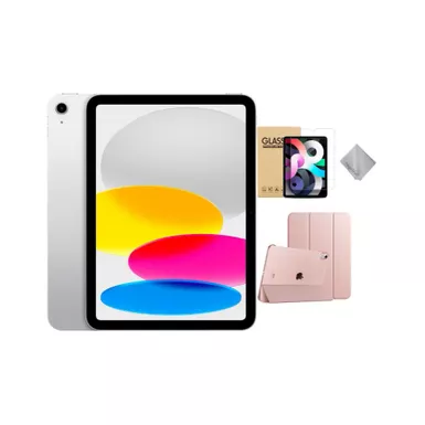 image of Apple 10th Gen 10.9-Inch iPad (Latest Model) with Wi-Fi - 64GB - Silver With Rose Gold Case Bundle with sku:mpq03rg-streamline
