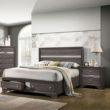 image of Bara Contemporary Grey Solid Wood Storage 3-Piece Platform Bedroom Set by Silver Orchid - Queen with sku:vefjldx_tnfau8iztuq1hqstd8mu7mbs-overstock