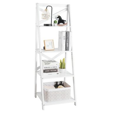 image of Porch & Den Strickland 4-Tier X-accent Ladder Storage Shelf - White with sku:f0n-naonkrnpdjlsgww-nwstd8mu7mbs-overstock