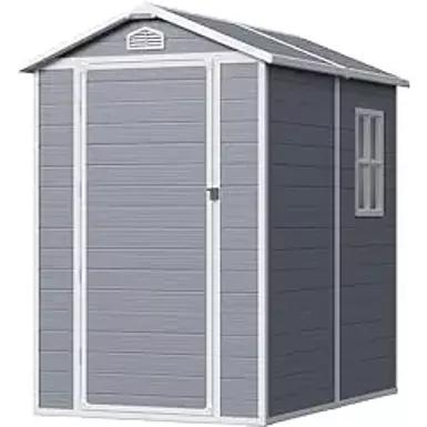 image of Greesum 6X4FT Resin Outdoor Storage Shed, All Weather Tool Room with Floor, Perfect for Storing Lawn Mowers, Garden Tools, Patio Furniture, Bicycles, Grey with sku:b0czlhfph6-amazon
