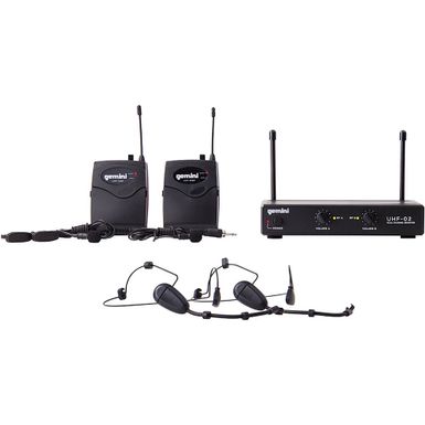 image of Gemini 533.7 MHz + 537.2 MHz 2 Channel Wireless Headset - Black with sku:uhf02hls34-electronicexpress