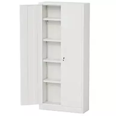 image of YESHOMY Metal Storage Cabinet with 2 Doors and 4 Adjustable Shelves,71" Steel Lockable File Organizer for Home Offie, Garage, Gym, School, Black, Medium Size, White with sku:b0cnsmply9-amazon