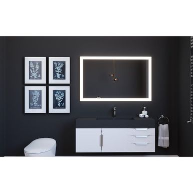 image of Smart Angelina Voice Controlled LED Decorative Bathroom and Vanity Mirror - 48" x 30" with sku:aienlw6x14fmabzxrefaswstd8mu7mbs-cas-ovr