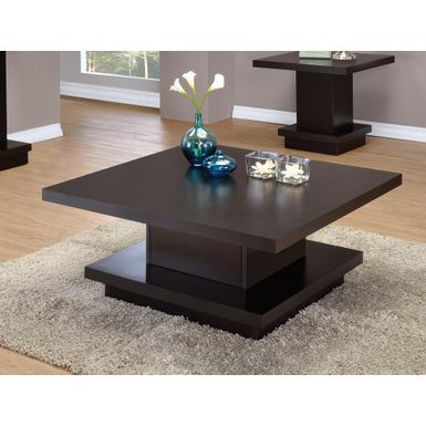 image of Pedestal Square Coffee Table Cappuccino with sku:705168-coaster