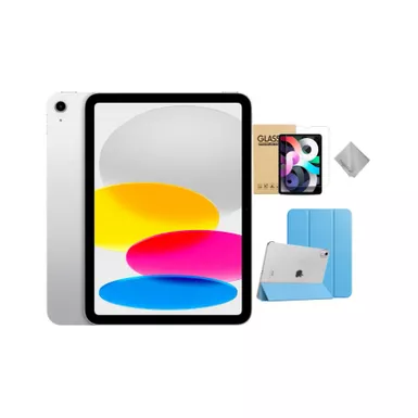 image of Apple 10th Gen 10.9-Inch iPad (Latest Model) with Wi-Fi - 64GB - Silver With Blue Case Bundle with sku:mpq03blu-streamline