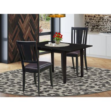image of Rectangular Dining Table Set - Butterfly Leaf Dining Table and Kitchen Chairs with Panel Back  (Pieces & Seat Type Options) - NODU3-BLK-LC with sku:3xvpg-dwoewpbwkhydlsugstd8mu7mbs-eas-ovr