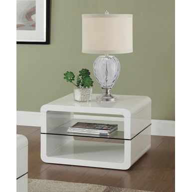 image of Square 2-shelf End Table Glossy White with sku:6tpdm2ebjwxh5kkbw6-x5gstd8mu7mbs-overstock